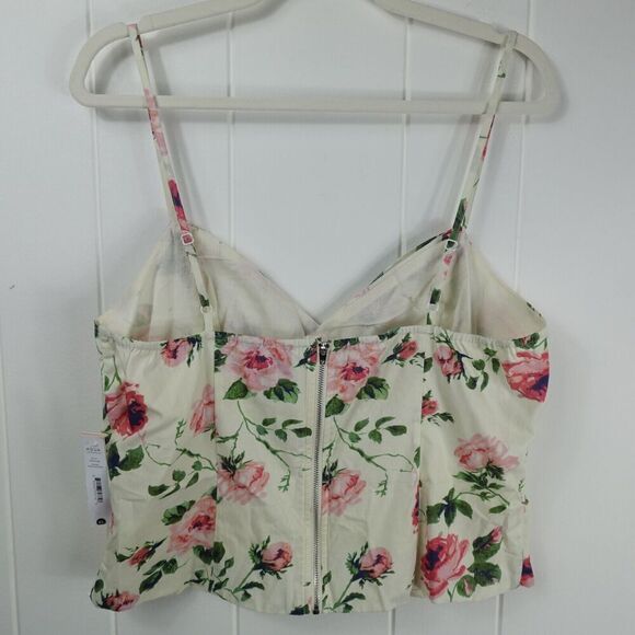 Aqua Womens Floral Print Front Bow Cropped Cut Out Cotton Top X-Large - Picture 6 of 9